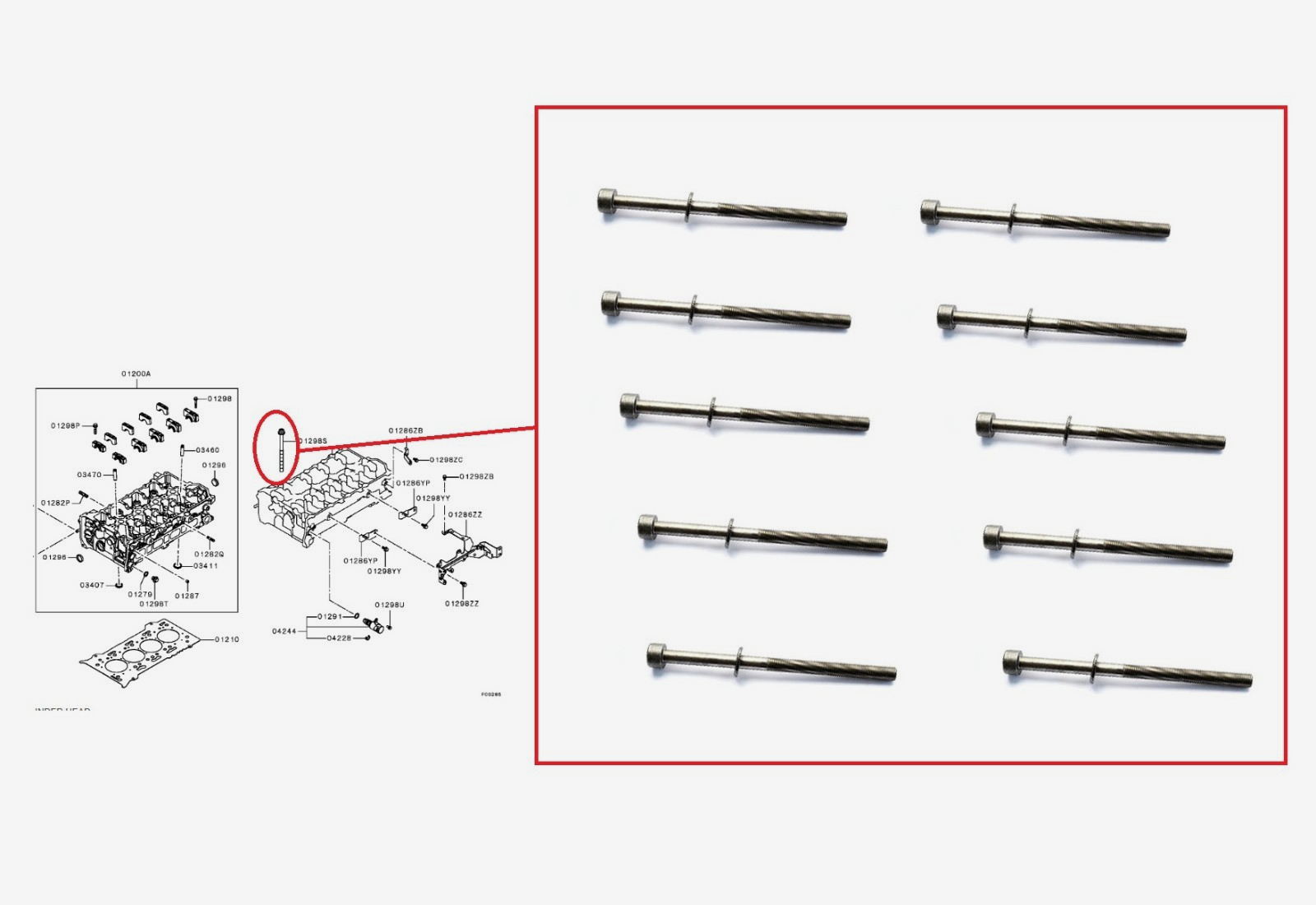 FOR MITSUBISHI L200 KL1T/KL2T 2.4D 4N15 ENGINE CYLINDER HEAD BOLT SET (10) 2015+