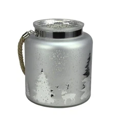 Northlight 9.5" Reindeer Tree Silhouette Mercury Glass Christmas Candle Holder