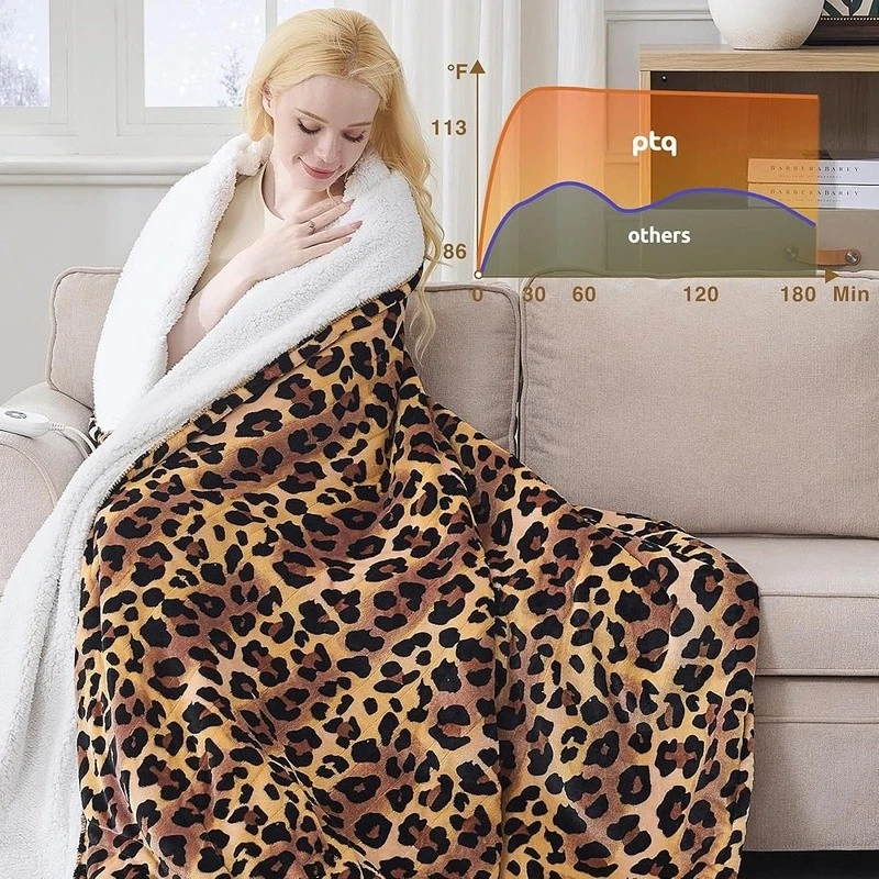 Manta térmica eléctrica reversible franela suave Sherpa calidez regalos acogedora comodidad Foto 4 de 4