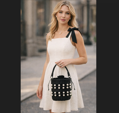 Kate Spade Target Pearl Basket Bag Black Woven Bucket Purse Mini Cottagecore NWT | eBay Kate Spade Target Pearl Basket Bag Black Woven Bucket Purse Mini Cottagecore NWT | eBay