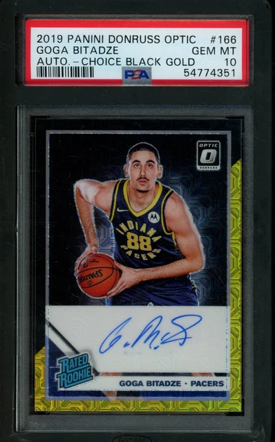 2019 Optic Goga Bitadze Black Gold Rated RC Auto Jersey Match 8/8 #166 PSA 10