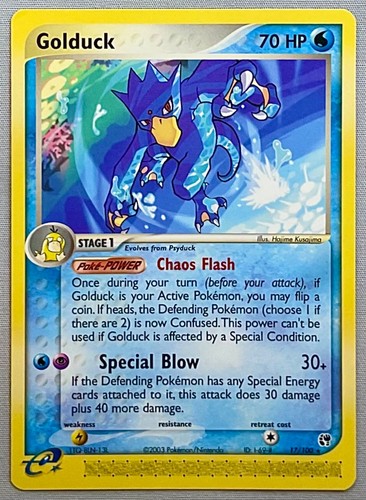 Pokémon Golduck 17/100 Non-Holo Rare - 2003 EX Sandstorm Set - NM W/Minor Damage