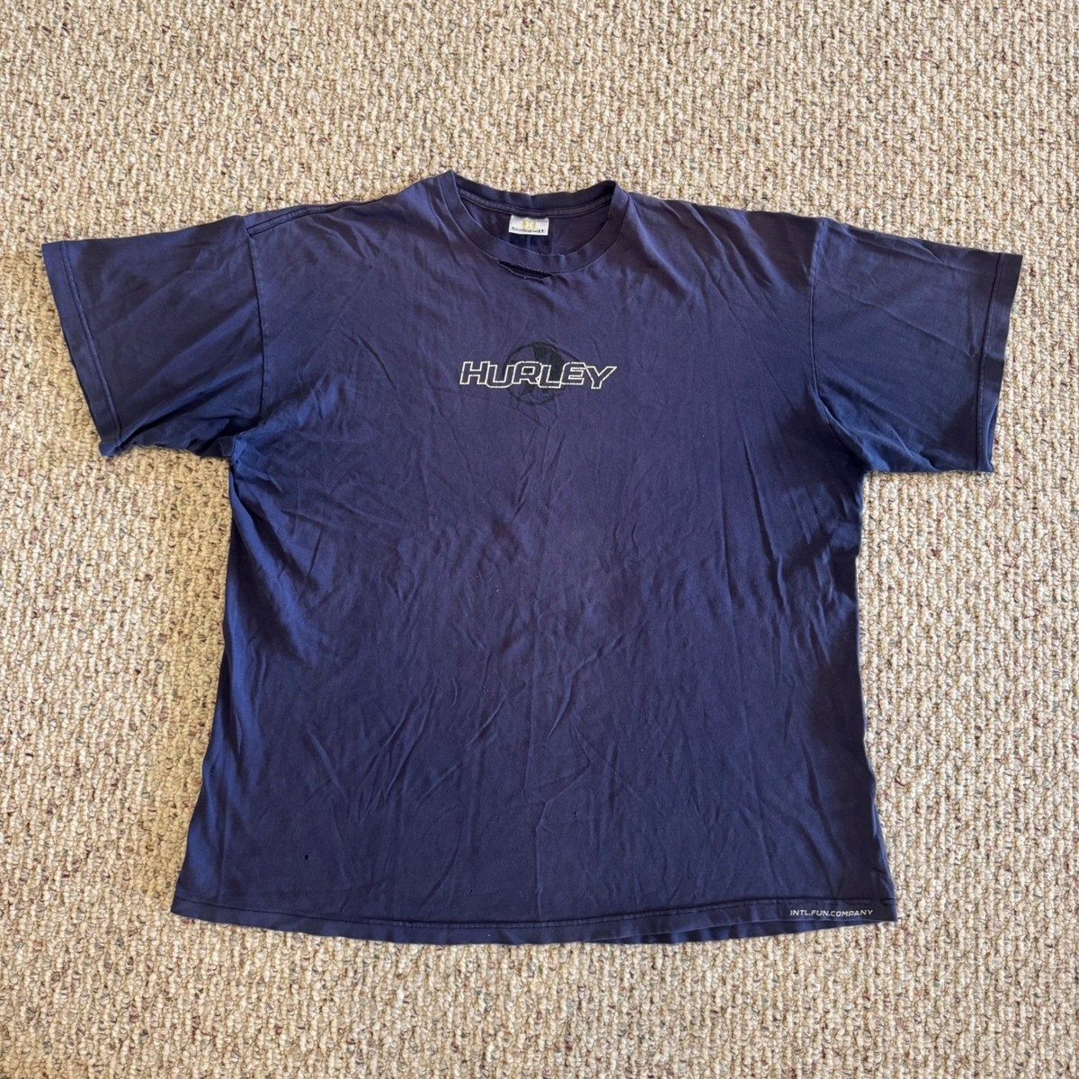 Vintage Hurley International T-Shirt Mens XL Faded Navy Distressed 