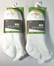 Gold Toe Mens Ultra Tec Performance White Quarter Socks 6-Pairs LOT Size 6-12.5