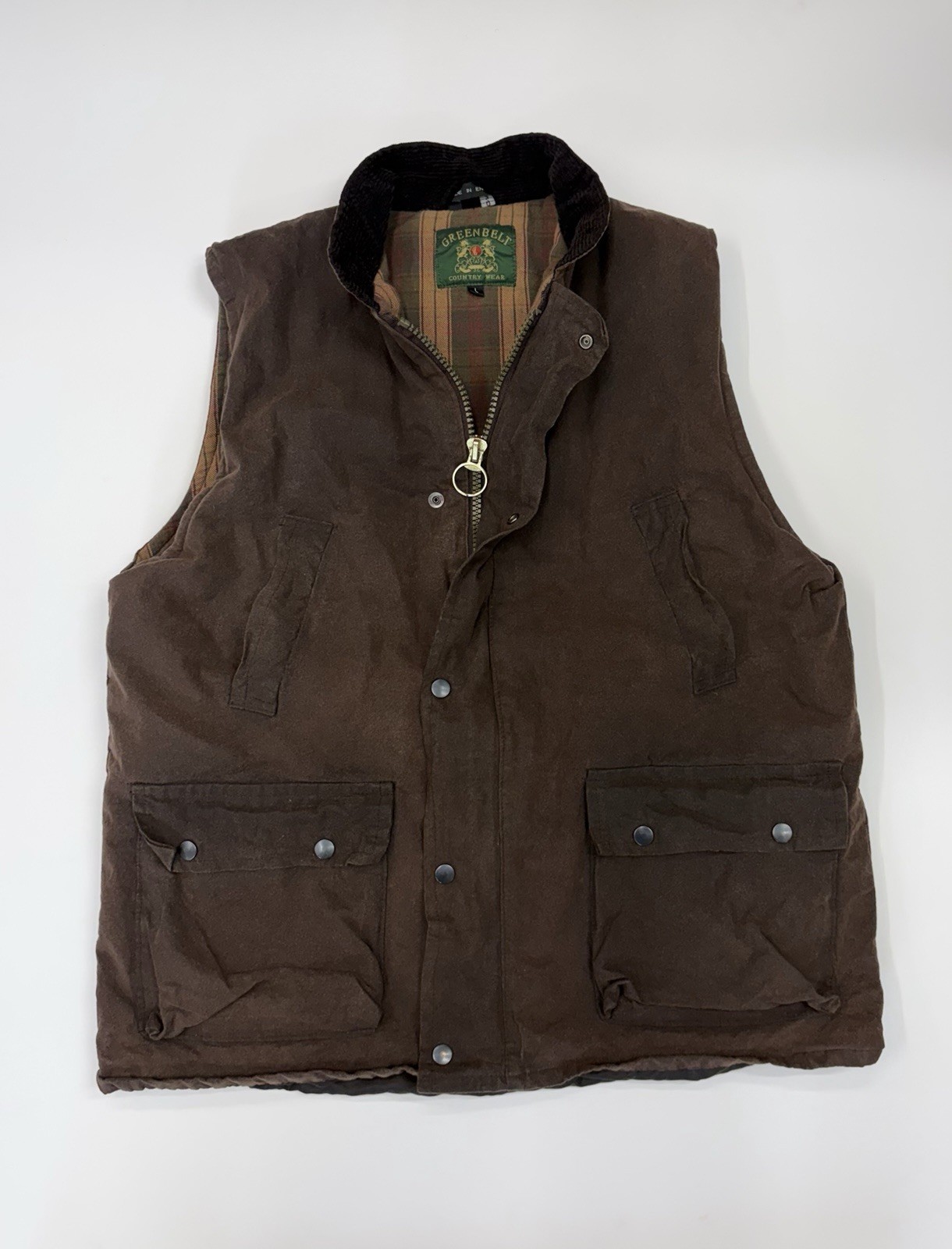 Greenbelt Men's Brown Waxed Cotton Vest Size L Hunting Wear England-read details