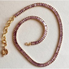 Necklace Lilac Rhinestones Gold Plated Fashion Jewelry