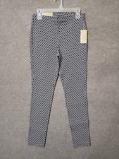 Michael Kors Super Skinny Pull On Pants Womens M Black White Stretch Ankle NEW