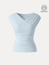Womens Surplice V Neck Ruched Brami Top Built...