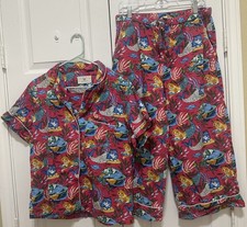 PrintFresh Pajama Set Meowing Mermaid Sz S Pink Purr-maid Organic Cotton