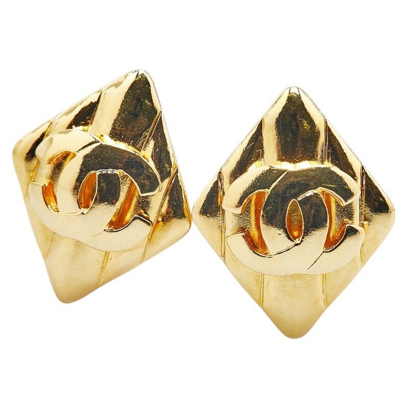 Chanel Vintage Coco Mark Gold Plated Earrings 672764