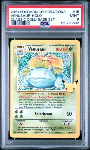 New Listing2021 POKEMON CELEBRATIONS CLASSIC COLL #15 VENUSAUR-HOLO PSA 9