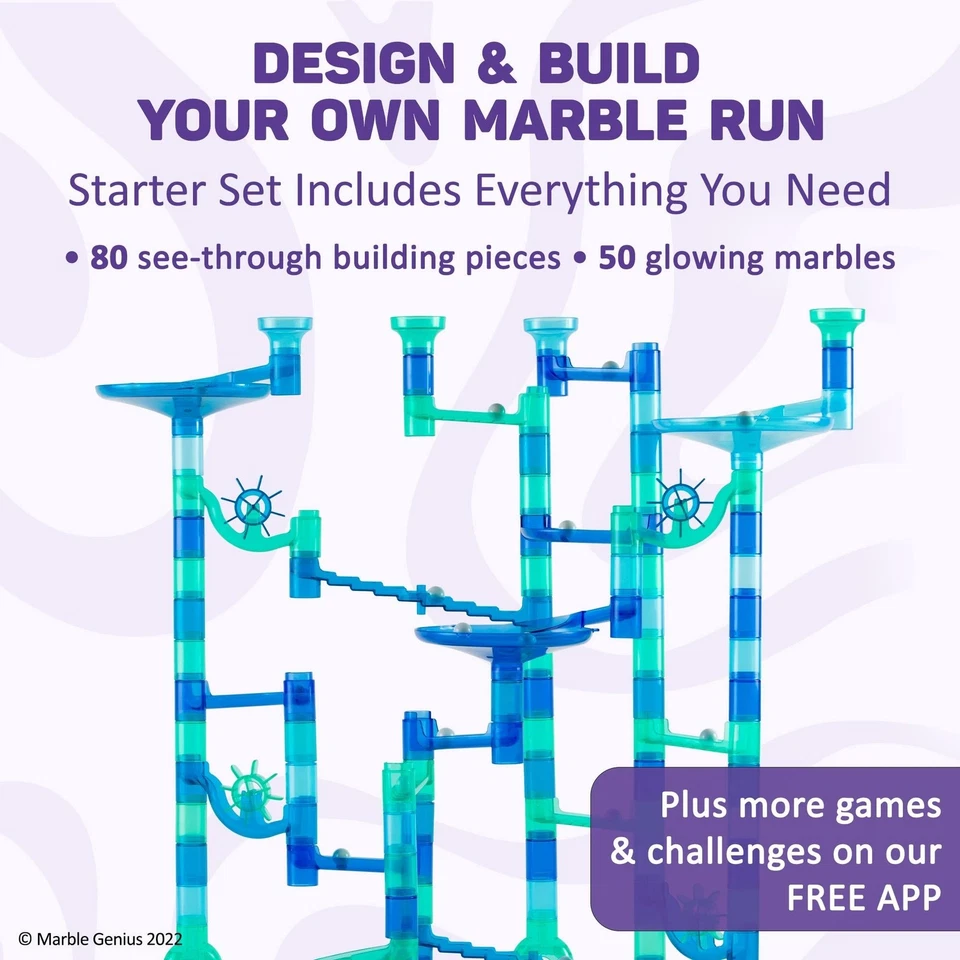 Marble Run Starter Set - (80 Translucent Pieces and 50 Glass Marbles) - Image 3 of 4