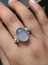 Natural Rose Quartz 925 Sterling Silver Unisex Poison Pillbox Ring Sniff Jewelry