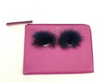 FENDI Monster Clutch Leather Bag 8M0363 Used Excellent Condition