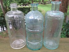 3 Antique glass 32oz Ink Bottles Watermans, Paul's, Chas M. Higgins 9.5"