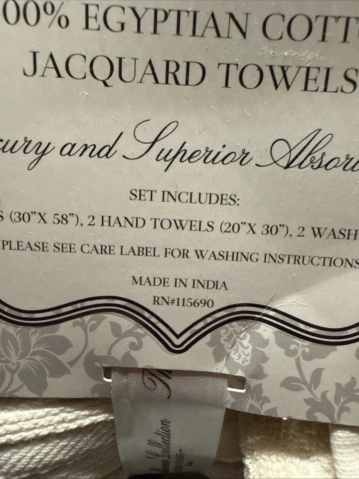 Juego de toallas de baño de algodón moderno de 6 piezas de jacquard medallón hilos Foto 3 de 4