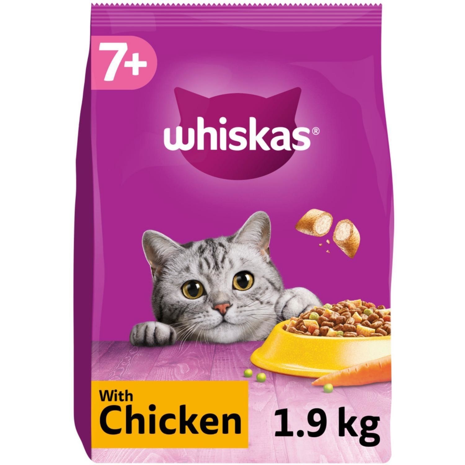 Whiskas 7+ Chicken Adult Dry Cat Food 1.9Kg - Image 2