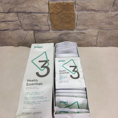 Puori 3 Daily Health Essentials 30 Multi-Nutrient Packs Omega3 Magnesium Zinc B6
