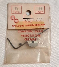 Vintage Weldun Engineering Slot Car .093" Bore Crown Gear 30 Tooth 64 Pitch NOS