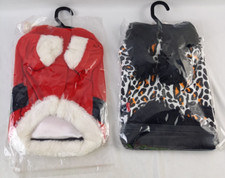 Doggydolly Small Dog Clothing Set Size L White Leopard Jacket Santa Boy NEW F2