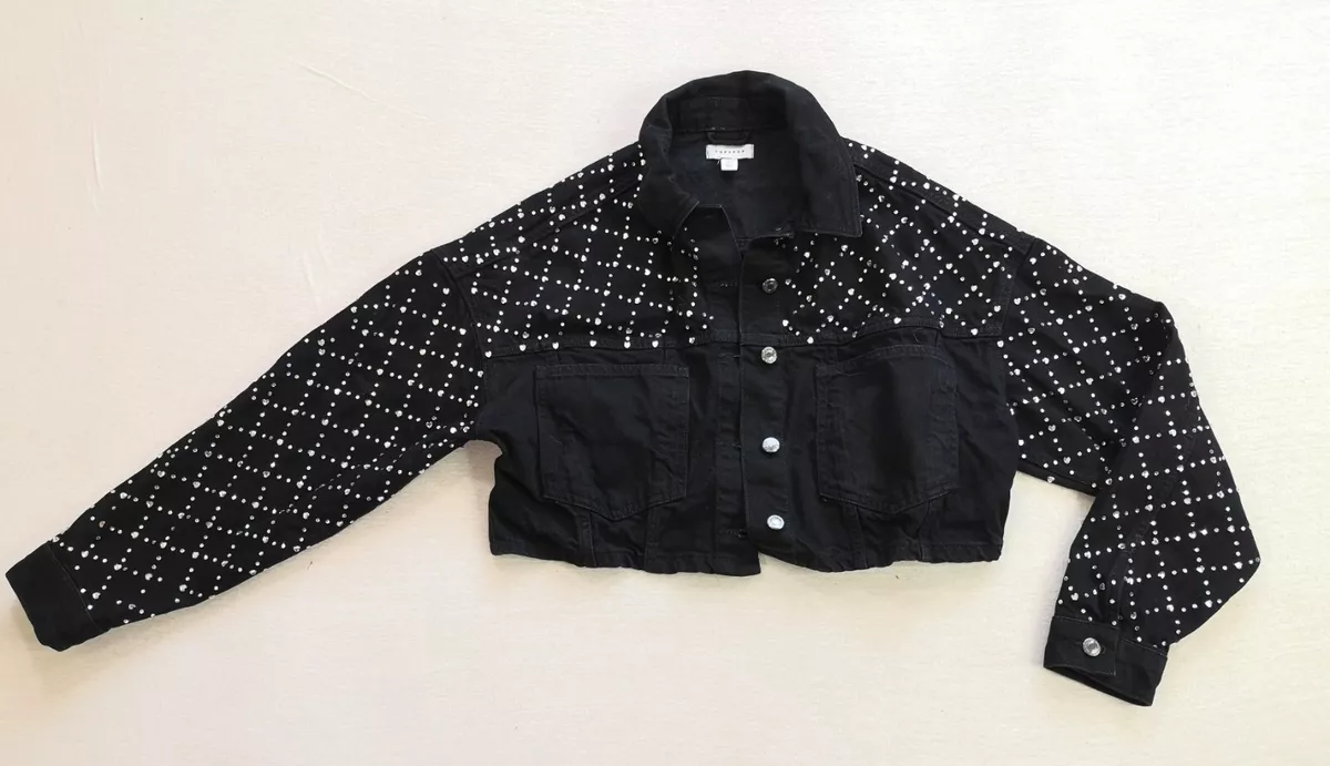 Black crop top denim jacket topshop