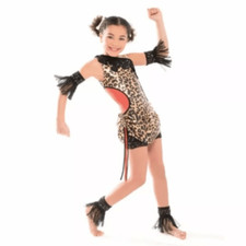Revolution Dancewear Leopard Print Kids ROAR Dance Costume Size XS NEW