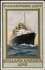 1914 Potsdam Holland Amerca Line Passenger List Brochure Sailed First Day of WW1