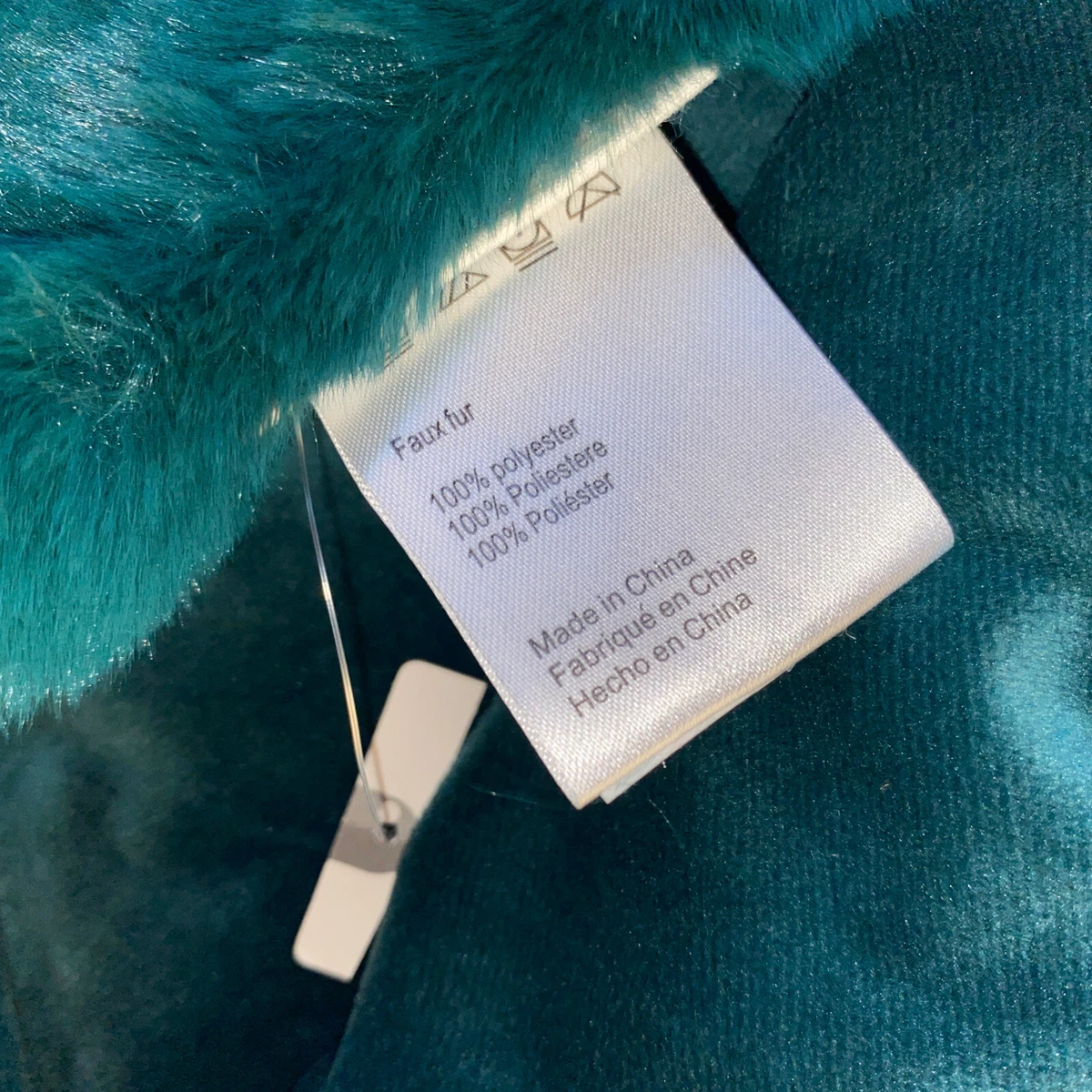 Anthropologie Sophie Turquoise Faux Fur Throw Blanket 70 X 60” NEW