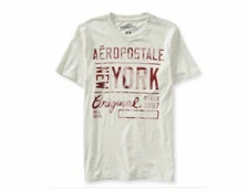MENS GUYS AEROPOSTALE NEW YORK ORIGINAL STACKED TEE T SHIRT ECRU/MAROON NEW $25