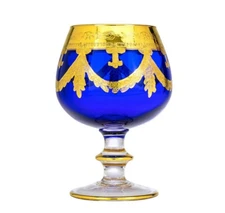 Set of 1 Interglass Italy Crystal Glasses - Cobalt Blue Italian Wine Goblets