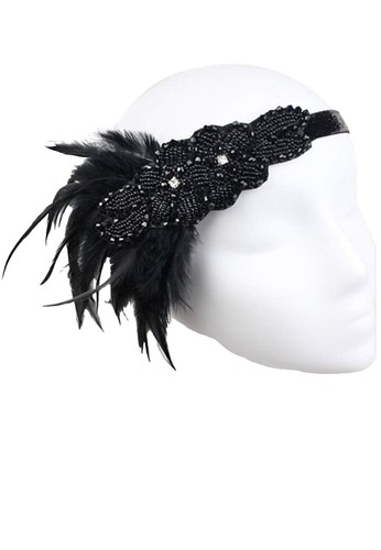 Feathered fascinator with headband black polka dot Black Hat  display picture 1