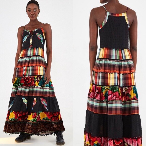NWT Farm Rio Winter Garden Tiered Maxi Dress Size Small