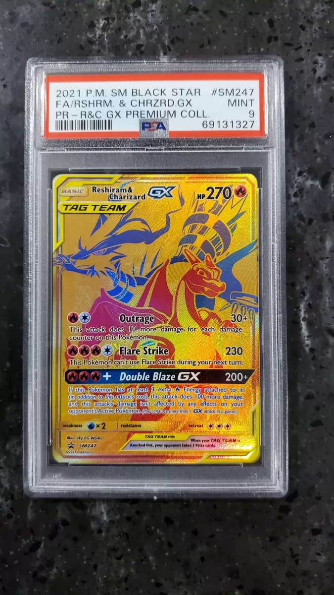 Pokemon Card Gold Reshiram & Charizard GX SM247 Promo, Hobbies