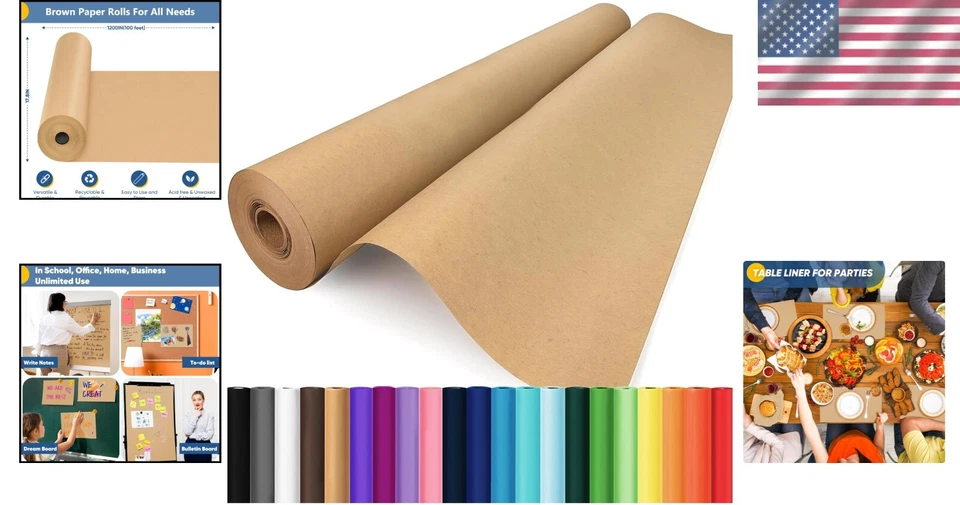 Large Creative Kraft Paper Roll (17.8" x 1200") - Chic Gift Wrapping Solution - Image 2 of 4