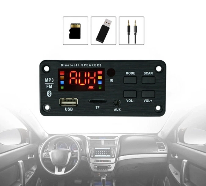 Amplificador 2x25W Bluetooth 5.0 Reproductor de MP3 Placa Decodificadora 12V Módulo Altavoz FM Coche Foto 4 de 4