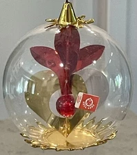 Vintage Resl Lenz West Germany 3" Glass & Foil Christmas Ornament MCM Spinner