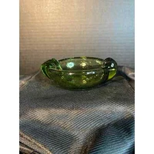 MCM Green Textured Glass Ashtray 5 x 3.5 inches