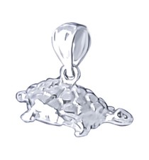 Sterlig Silver Sea Turtle Charm Pendant High Polish Finish with 18 inch necklace