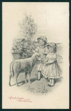 Artist Signed Viennoise Kranzle Easter Children 248 postcard TC3995
