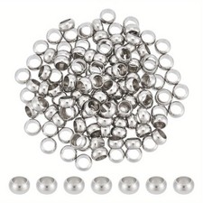 1box 120pcs 201 Stainless Steel Spacer Beads Flat Round Stainless Steel color