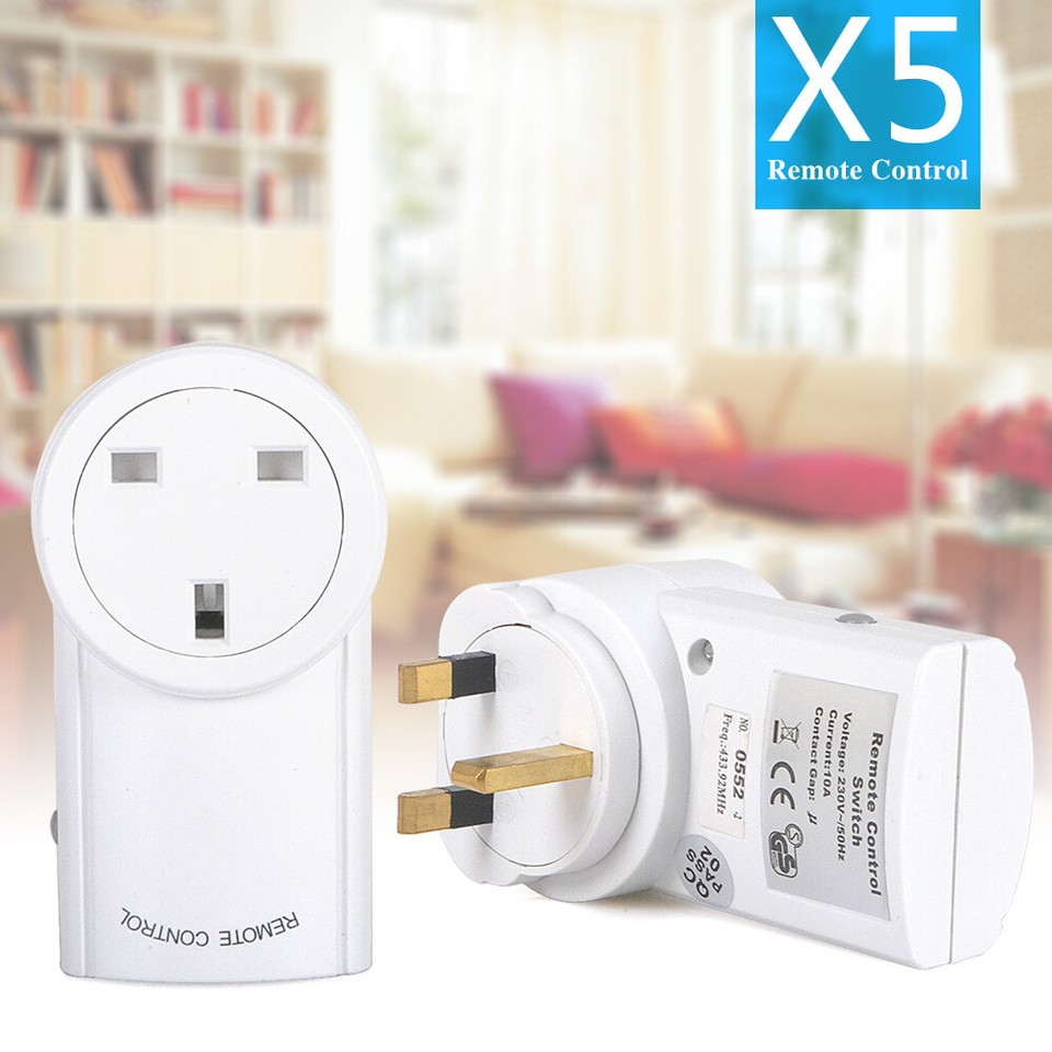 5X UK Plug House Power Outlet Light ON/OFF Switch Socket Wireless