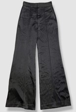 Alice + Olivia Womens Black Dylan High-Rise Wide-Leg Satin Pants Size 26