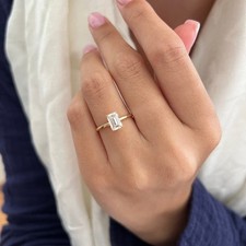 1 Carat Emerald Lab Grown Diamond Ring E/VS Clarity Minimal Ring Birthday Gifts