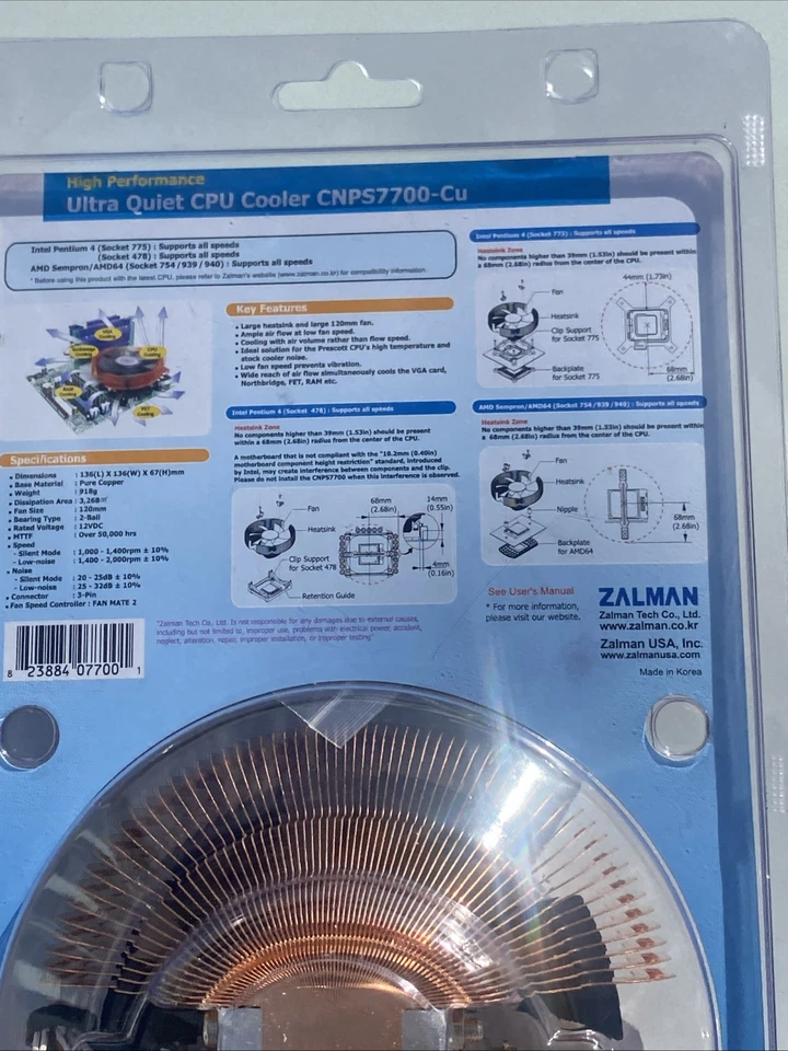 ZALMAN - CNPS7700-Cu 120mm Super Flower Coolers - Copper - 775 478 754 989 940 - Image 4 of 4