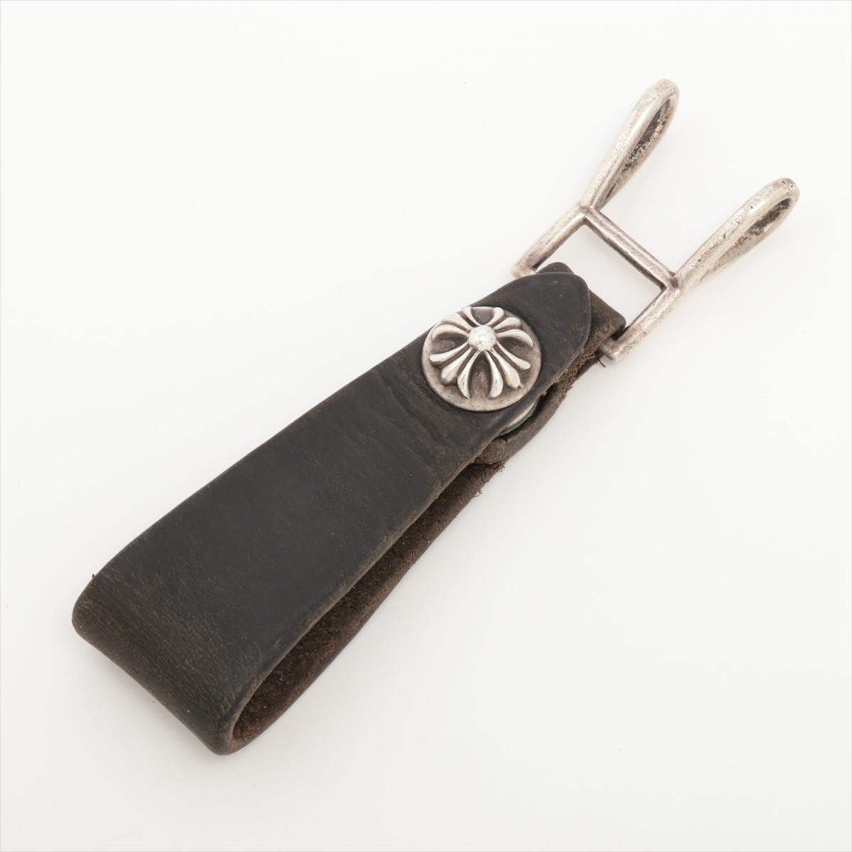 小物 CHROME HEARTS CH BELT LOOP D RING Chrome Hearts Belt Loop Leather 21.7g Black × Silver Cross