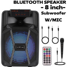 8'' Portable Bluetooth Party Speaker Subwoofer Heavy Bass Sound System DJ W/MIC