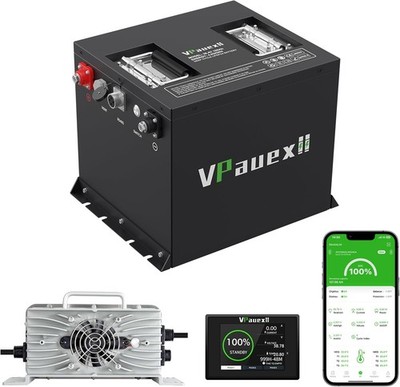 36V 105Ah Mini Lithium Golf Cart Battery, 25A Charger, 200A BMS