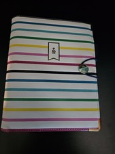 Emily Ley Simplified Planner Organizer Binder White Striped Rainbow 6-Ring NWOT