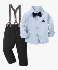 Boys Dress Formal Outfit Wedding Suits for Kids Light Blue Dress Shirt Size 8-9T