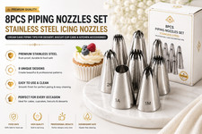 8 Pcs Large Size set Icing Piping Nozzles Tips Pastry Cake Sugarcraft Decoratin